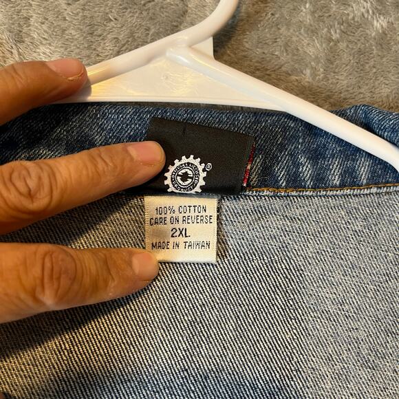 Harley Davidson Vintage Jacket Size 2XL 90S Denim Live Hard Ride Free Bald Eagle - Picture 7 of 8